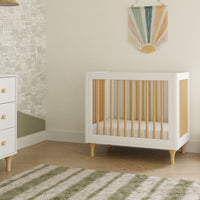 M9098WN,Lolly 4-in-1 Convertible Mini Crib and Twin Bed w/Toddler Bed Conversion Kit in White/Natural