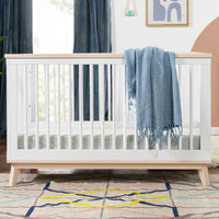 M5801WNX,Scoot 3-in-1 Convertible Crib w/ToddlerBedConversion Kit in White/WashedNatural