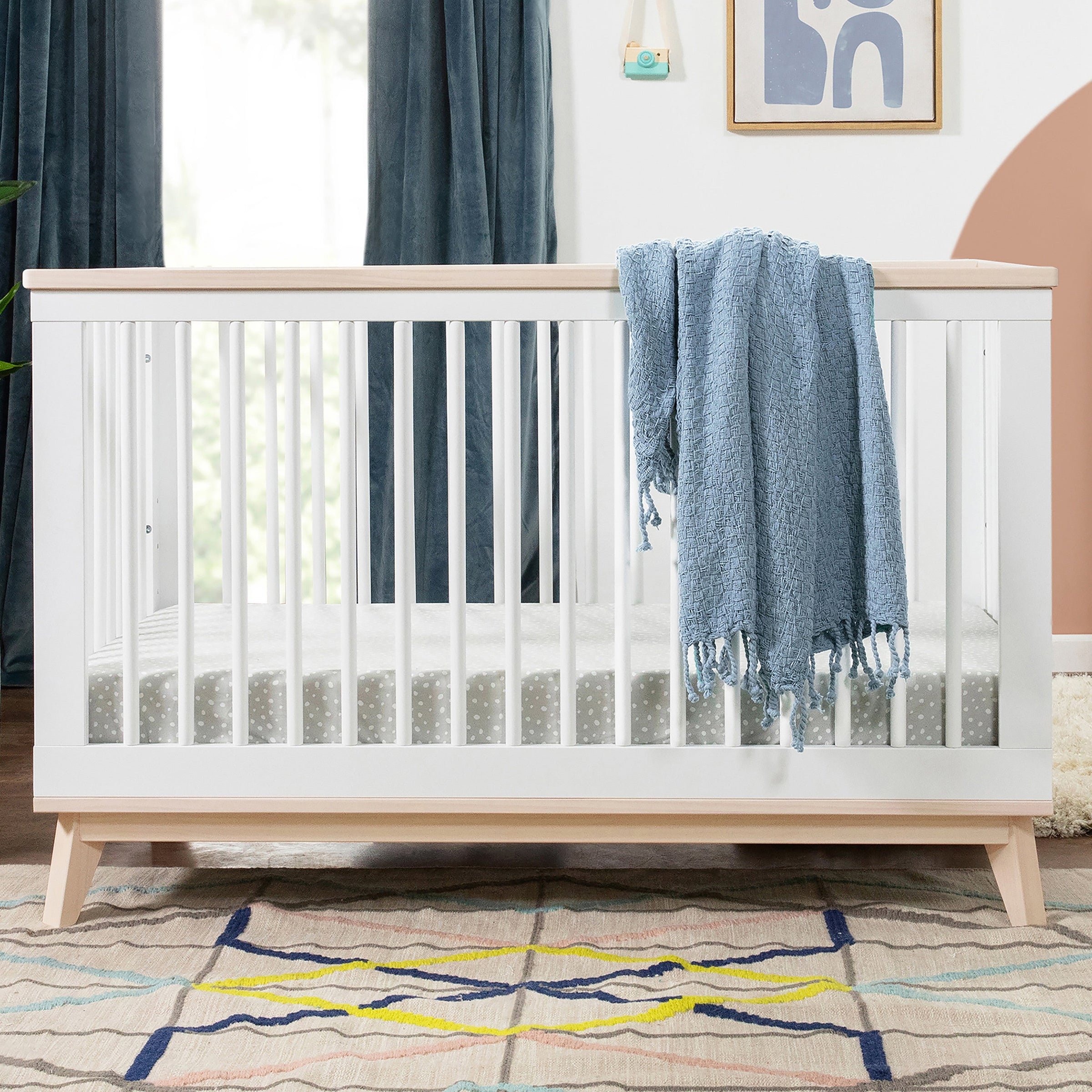 M5801WNX,Scoot 3-in-1 Convertible Crib w/ToddlerBedConversion Kit in White/WashedNatural