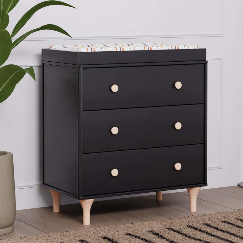 M9023BNX,Lolly 3-Drawer Changer Dresser w/Removable Changing Tray in Black/Washed Natural