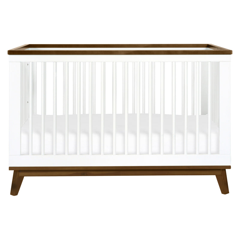M5801WNL,Scoot 3-in-1 Convertible Crib w/ToddlerBed Conversion Kit in White/NaturalWalnut
