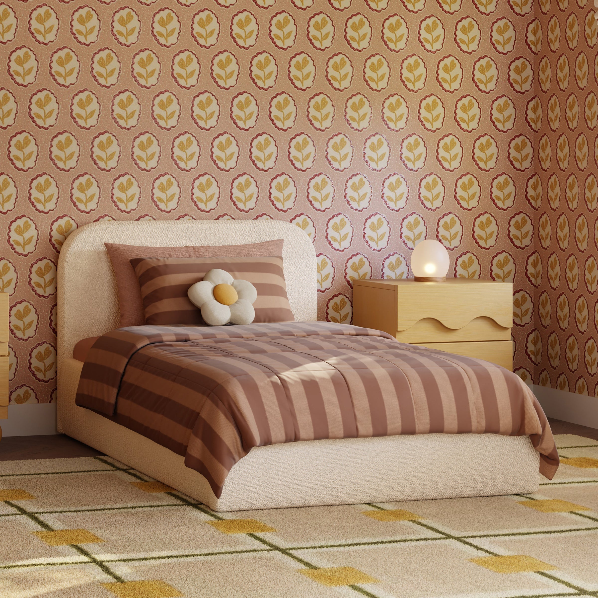 M31269PWB,Nara Twin Bed in Performance Ivory Boucle