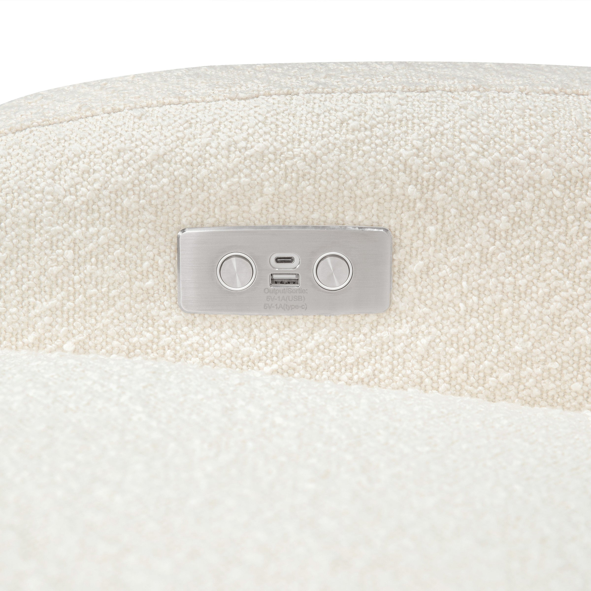 M23188WBLB,Nami Glider Recliner w/ Electronic Control and USB in Ivory Boucle w/Light Wood Base