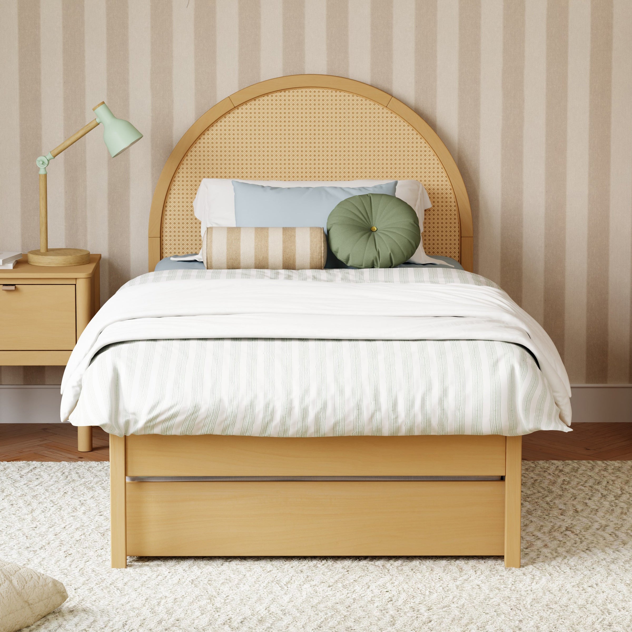M25973HY,Twin Storage Trundle Bed in Honey