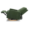 M22286FGVLB,Crewe Electronic Swivel Glider Recliner in Forest Green Velvet w/Light Wood Base