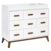 M5826WNL,Scoot 6-Drawer Dresser in White/Natural Walnut