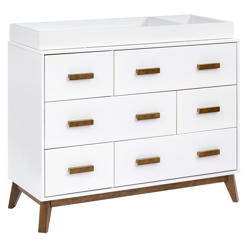 M5826WNL,Scoot 6-Drawer Dresser in White/Natural Walnut