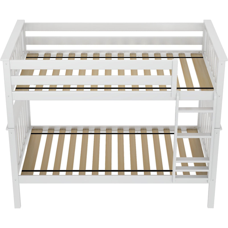 M3 Twin over Twin Slat Bunk with Straight Ladder + Slat Rolls
