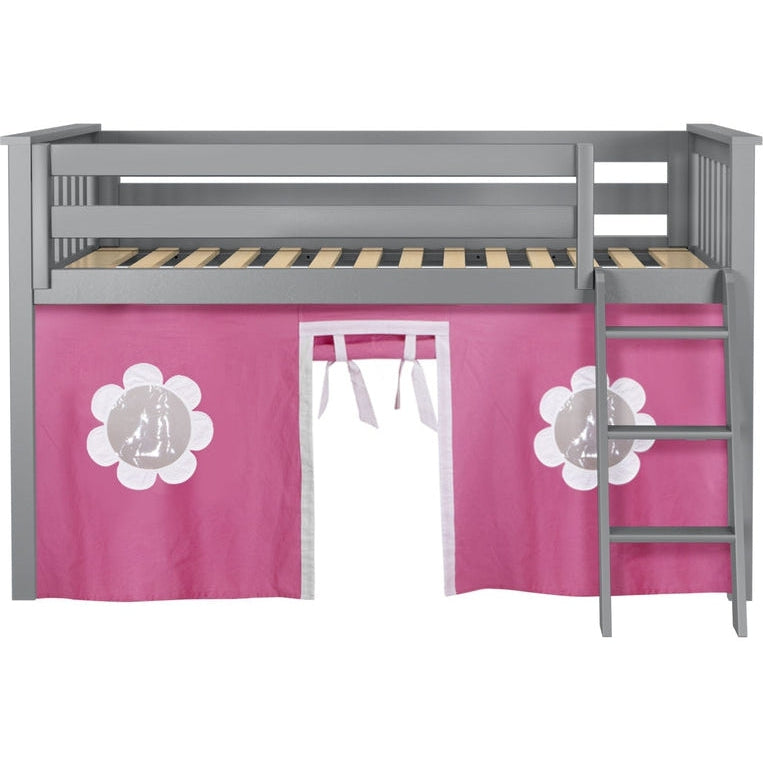 Solutions York Twin Play Loft with Pink/White Curtain