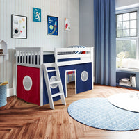 Solutions York Twin Play Loft with Red/Blue/White Curtain