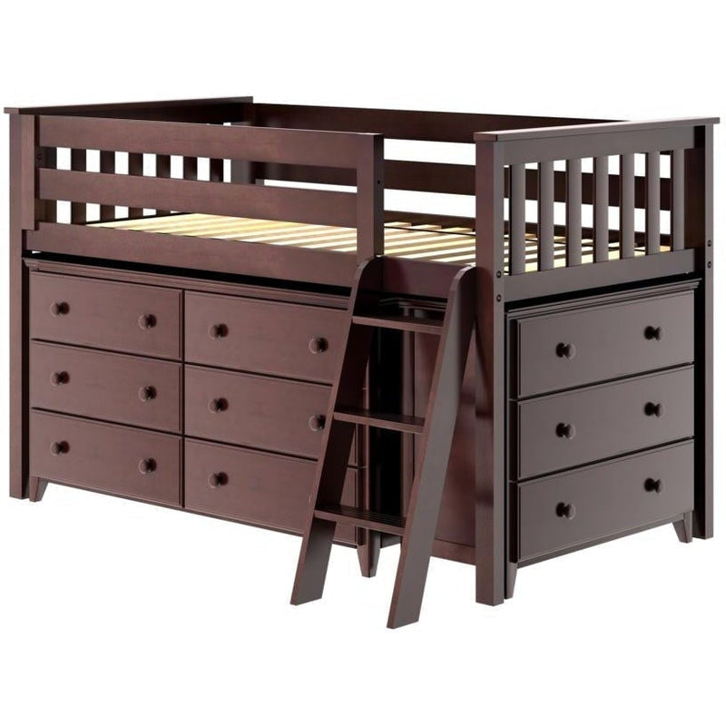 Solutions Windsor Twin Storage Loft Bed with Two Dressers