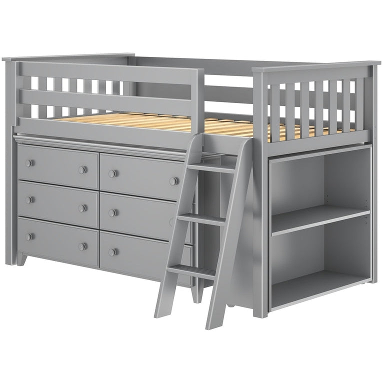 Solutions Windsor Twin Storage Loft Bed with Dresser + Bookcase