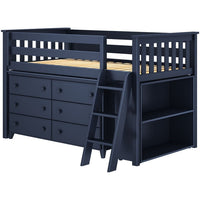 Solutions Windsor Twin Storage Loft Bed with Dresser + Bookcase