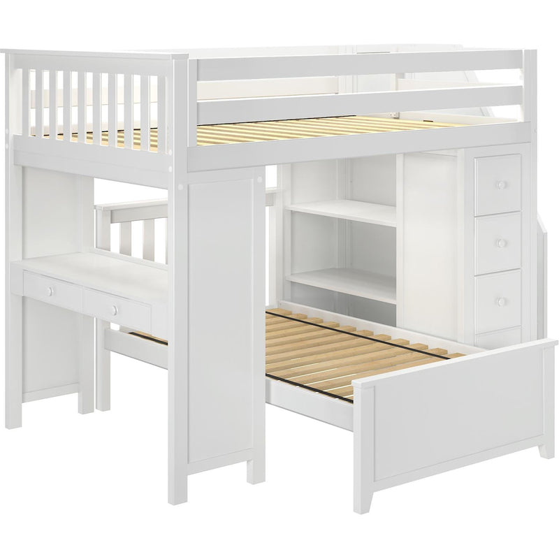 Solutions Buxton Full over Twin L-Shape Bunk with Staircase + Desk + Storage