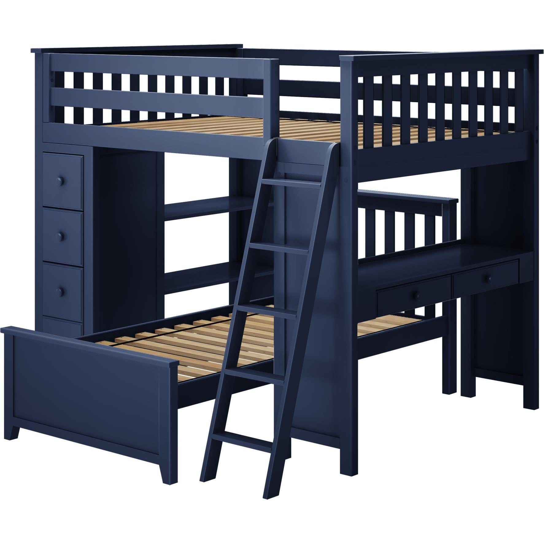 Solutions Mayfair Full over Twin L-Shape Bunk with Desk + Storage