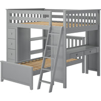 Solutions Mayfair Full over Twin L-Shape Bunk with Desk + Storage