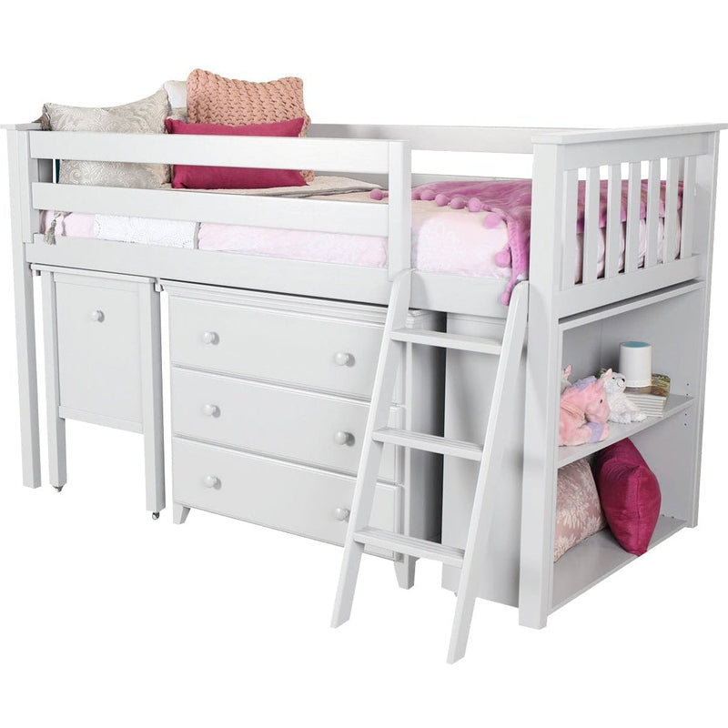 Solutions Windsor Twin Storage Loft Bed with Dresser + Bookcase + Desk