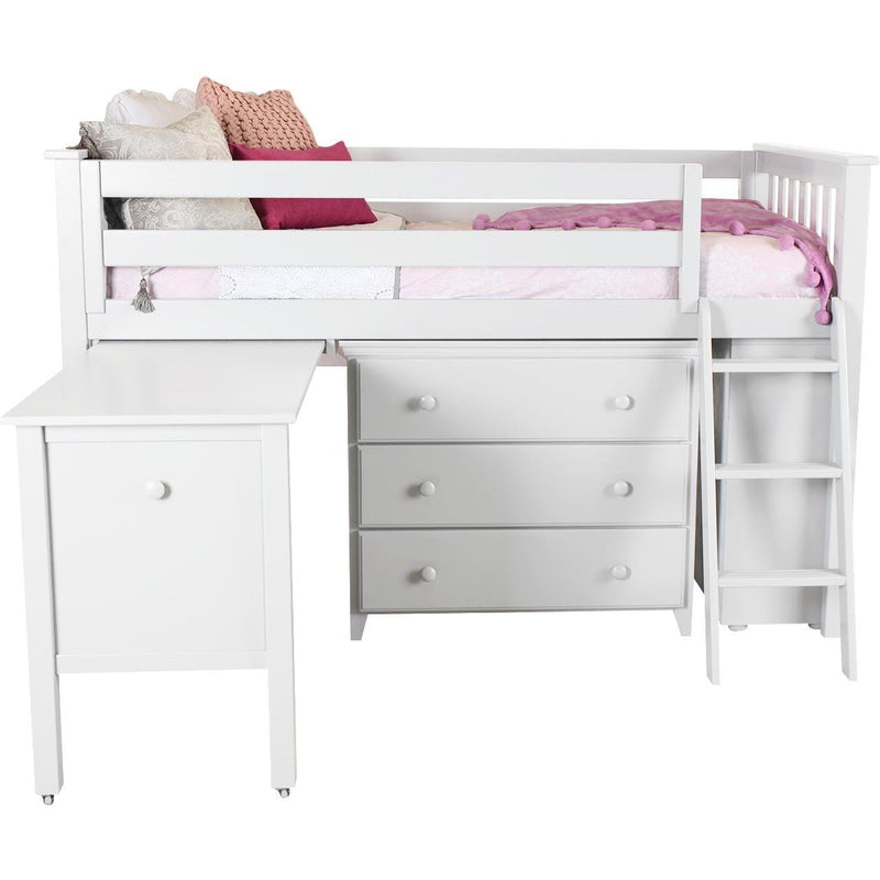 Solutions Windsor Twin Storage Loft Bed with Dresser + Bookcase + Desk