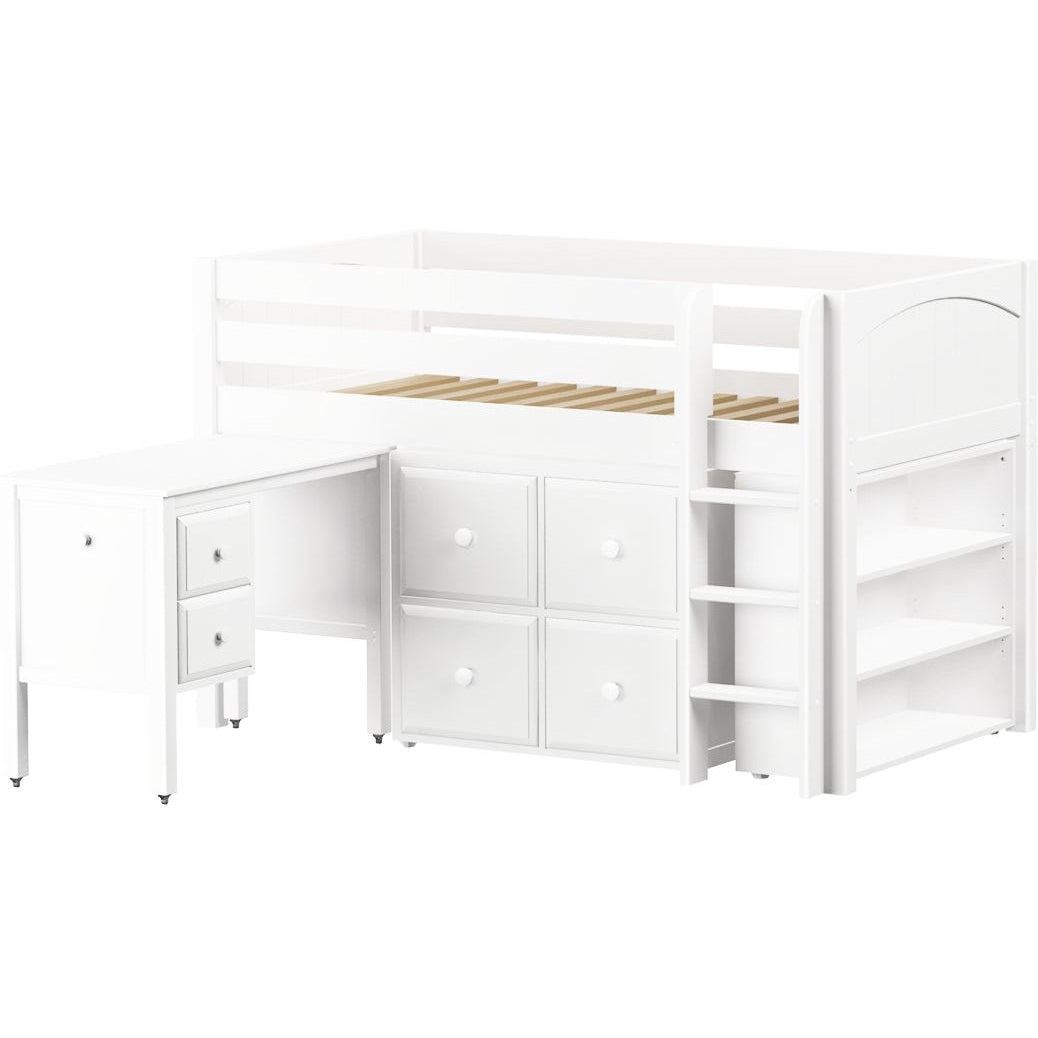 Maxtrix Twin Low Loft Bed with Straight Ladder with Storage