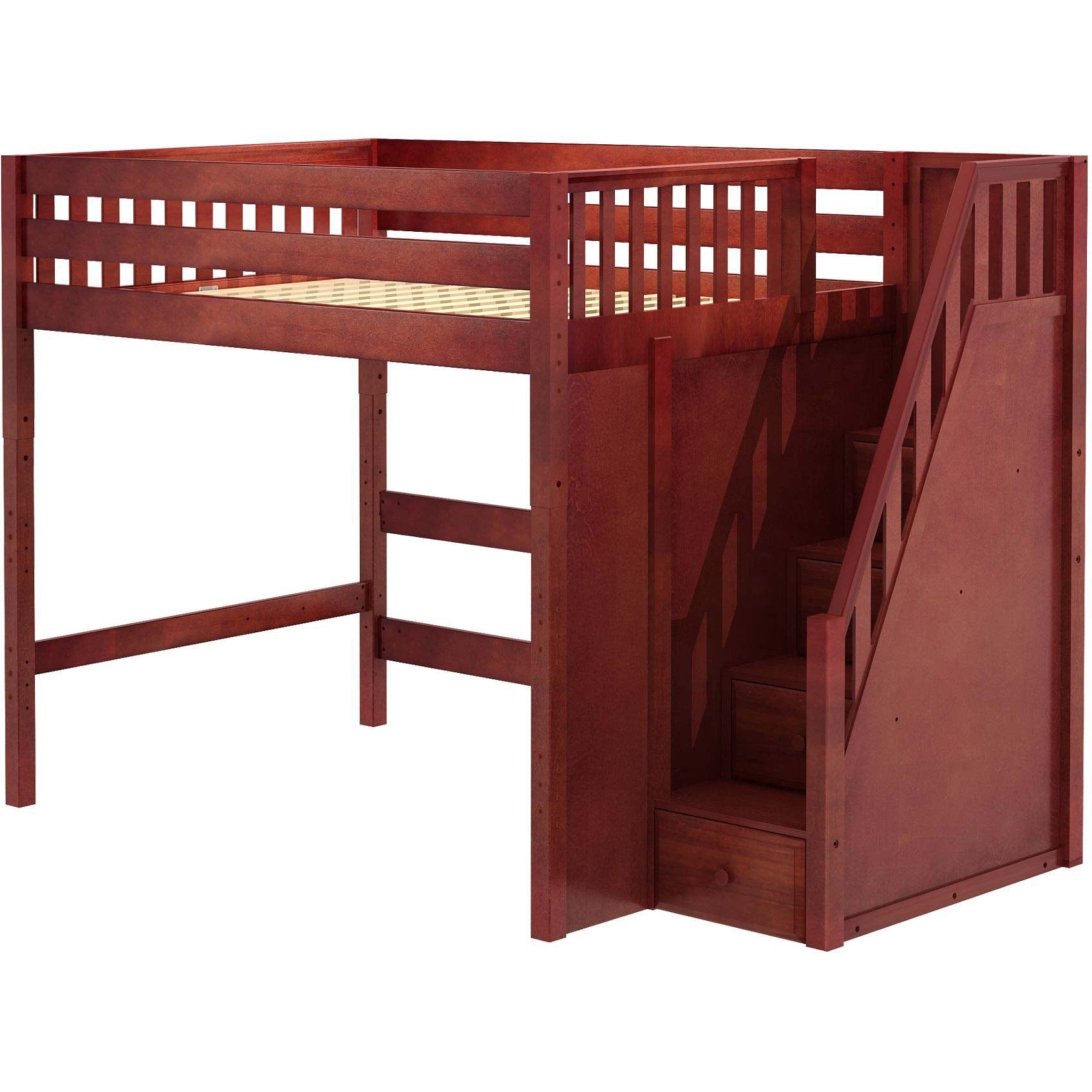 Maxtrix Full XL High Loft Bed with Stairs