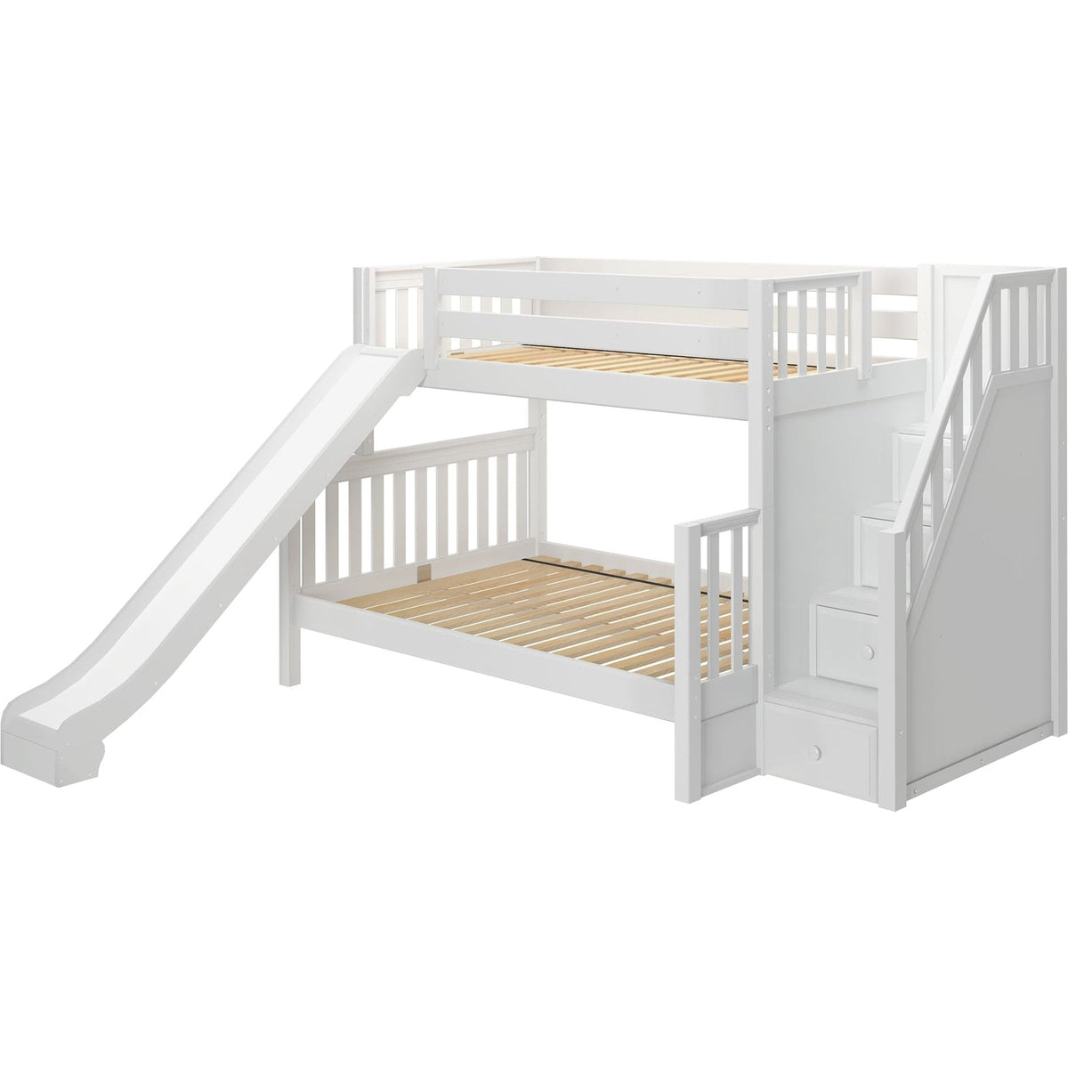 Maxtrix Twin XL over Full XL Medium Bunk Bed with Stairs and Slide