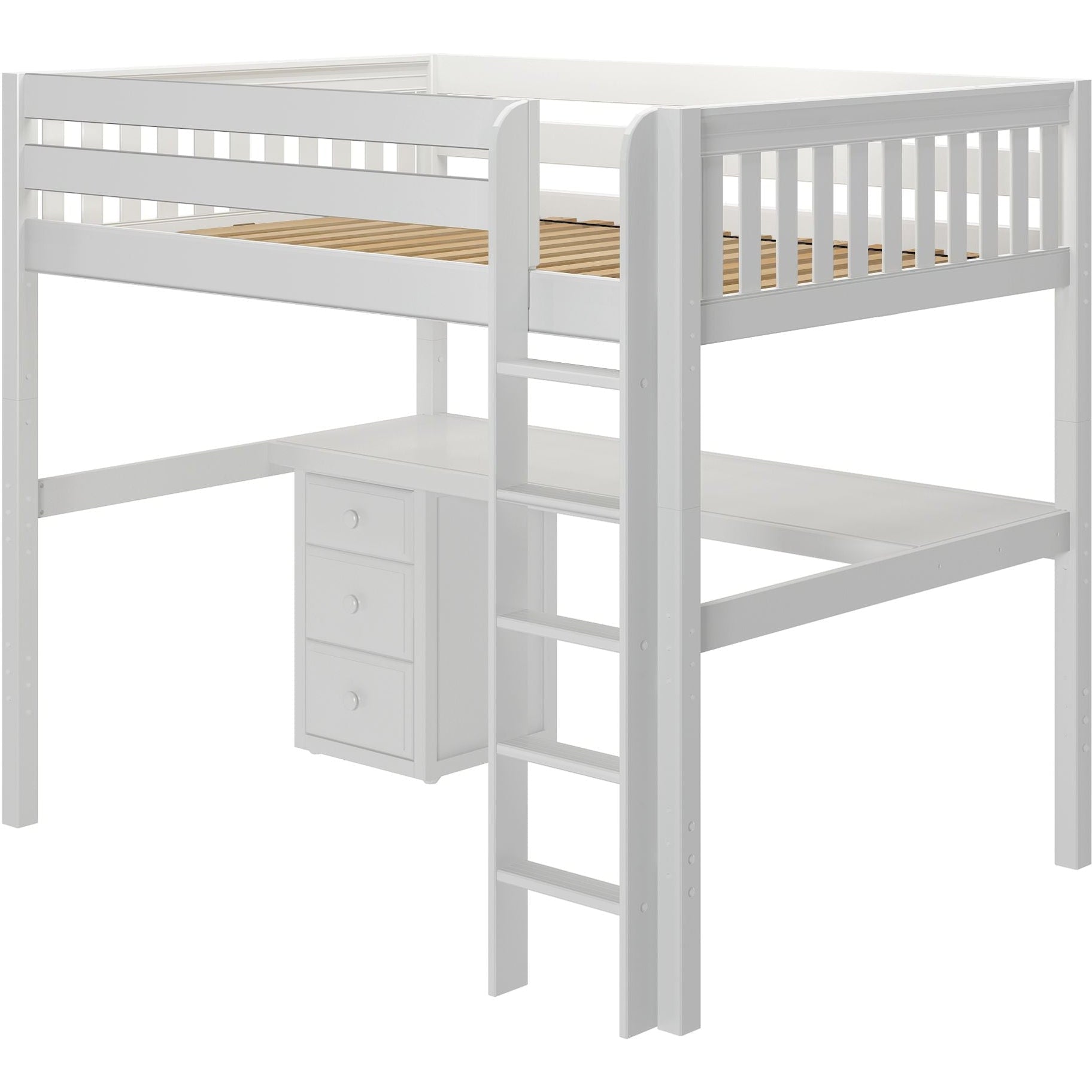 Maxtrix Full XL High Loft Bed with Straight Ladder and Long Desk