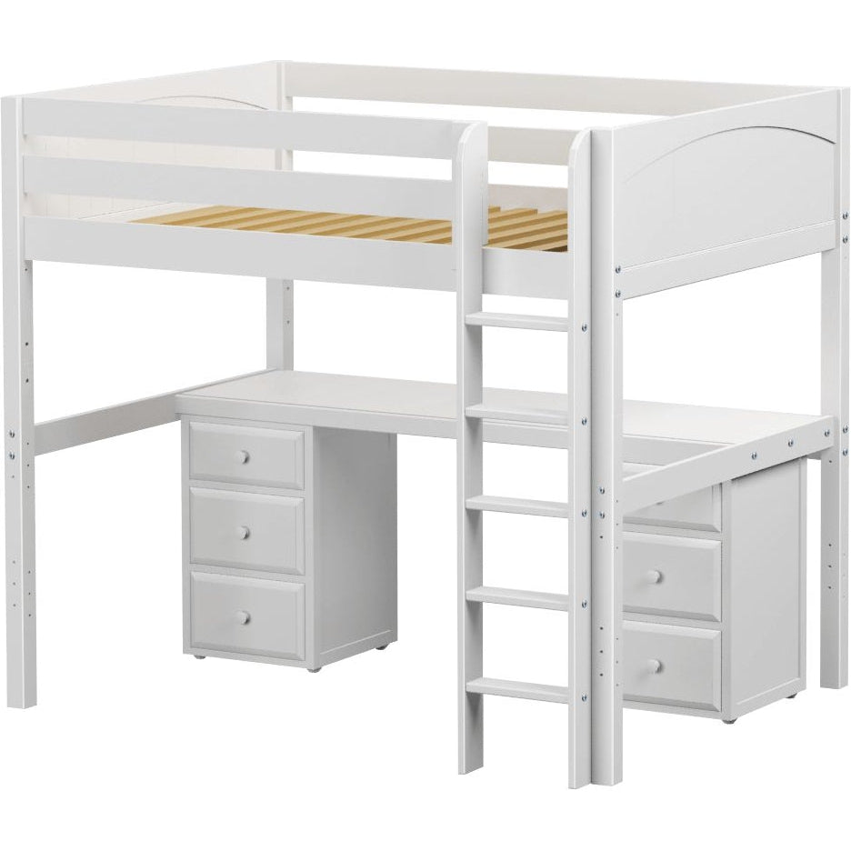 Maxtrix Full High Loft Bed with Straight Ladder and Long Desk