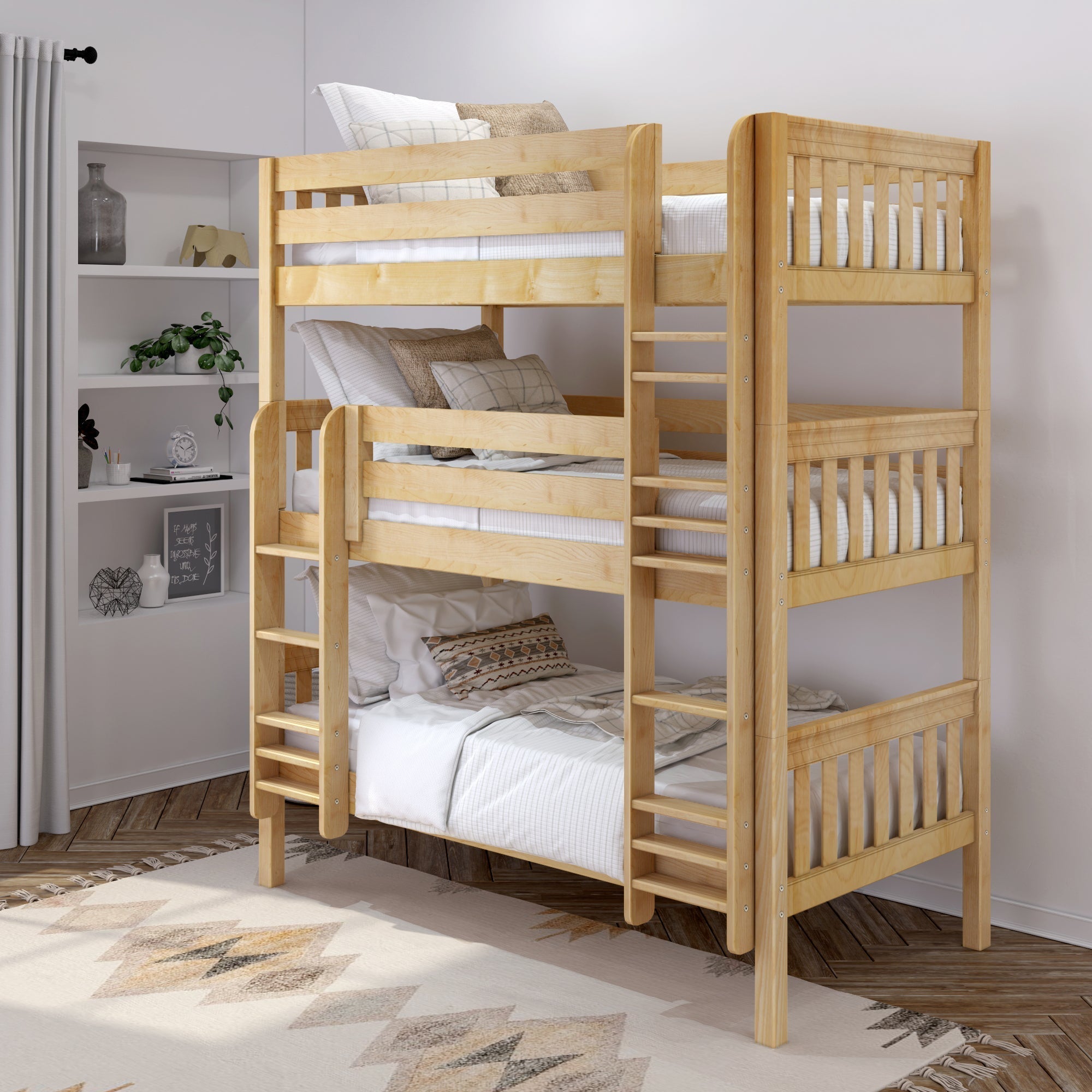 Maxtrix Twin XL Triple Bunk with Ladders – Kids Bedroom Gallery