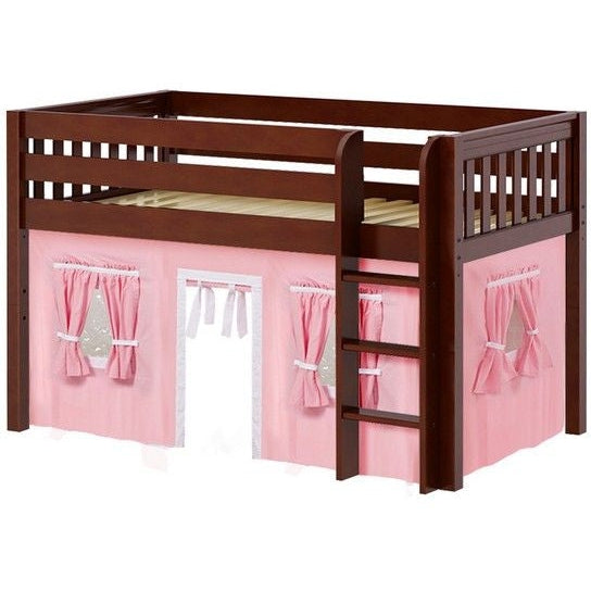 Maxtrix Twin Low Loft Bed with Straight Ladder and Underbed Curtain