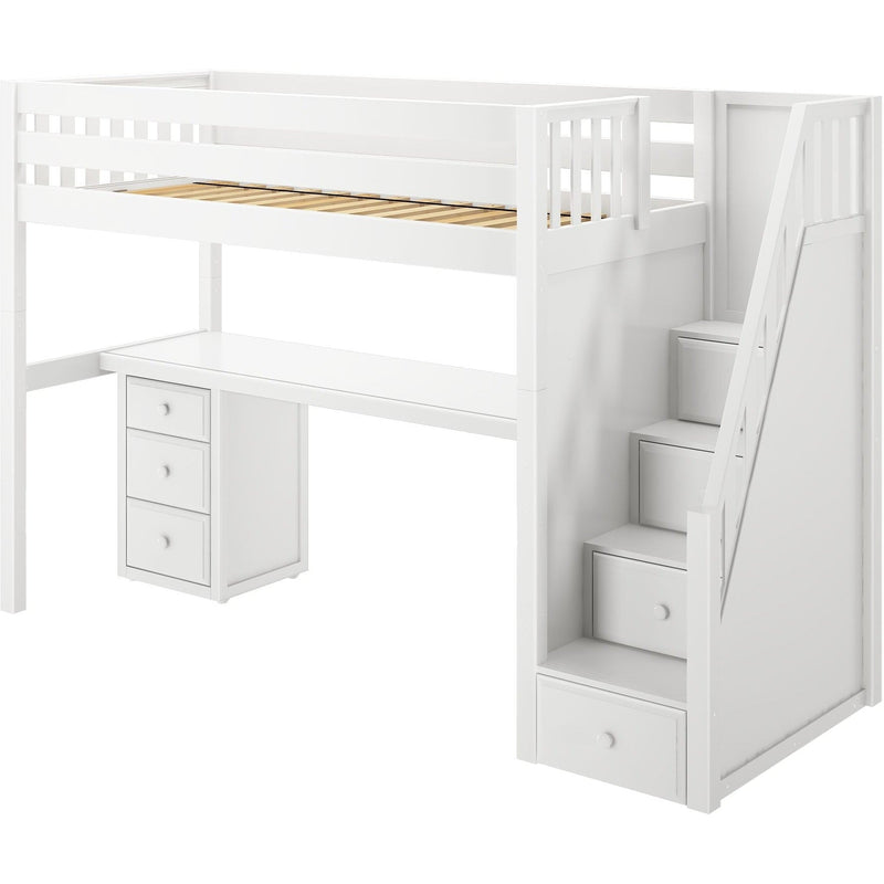 Maxtrix Twin XL High Loft Bed with Stairs with Long Desk