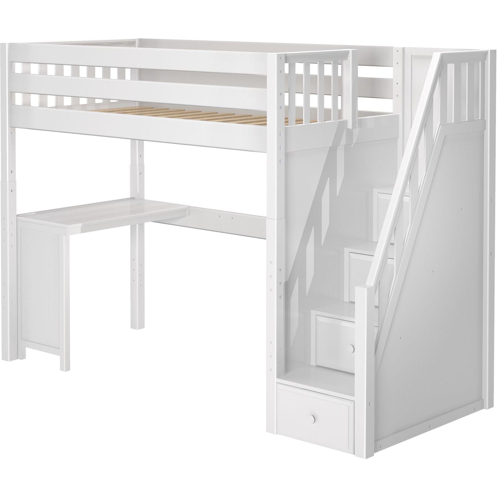 Maxtrix Twin High Loft Bed with Stairs with Corner Desk