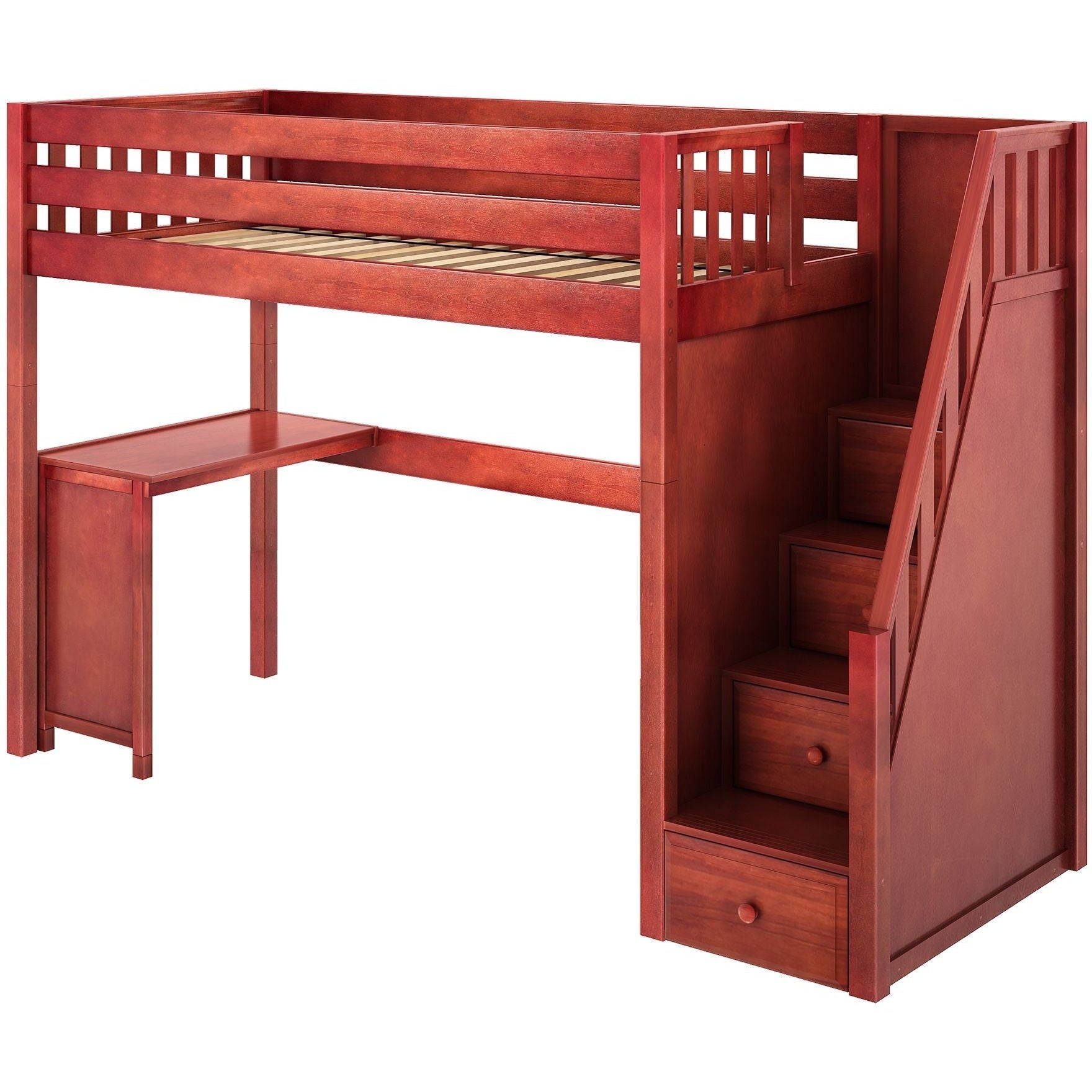 Maxtrix Twin XL High Loft Bed with Stairs with Corner Desk
