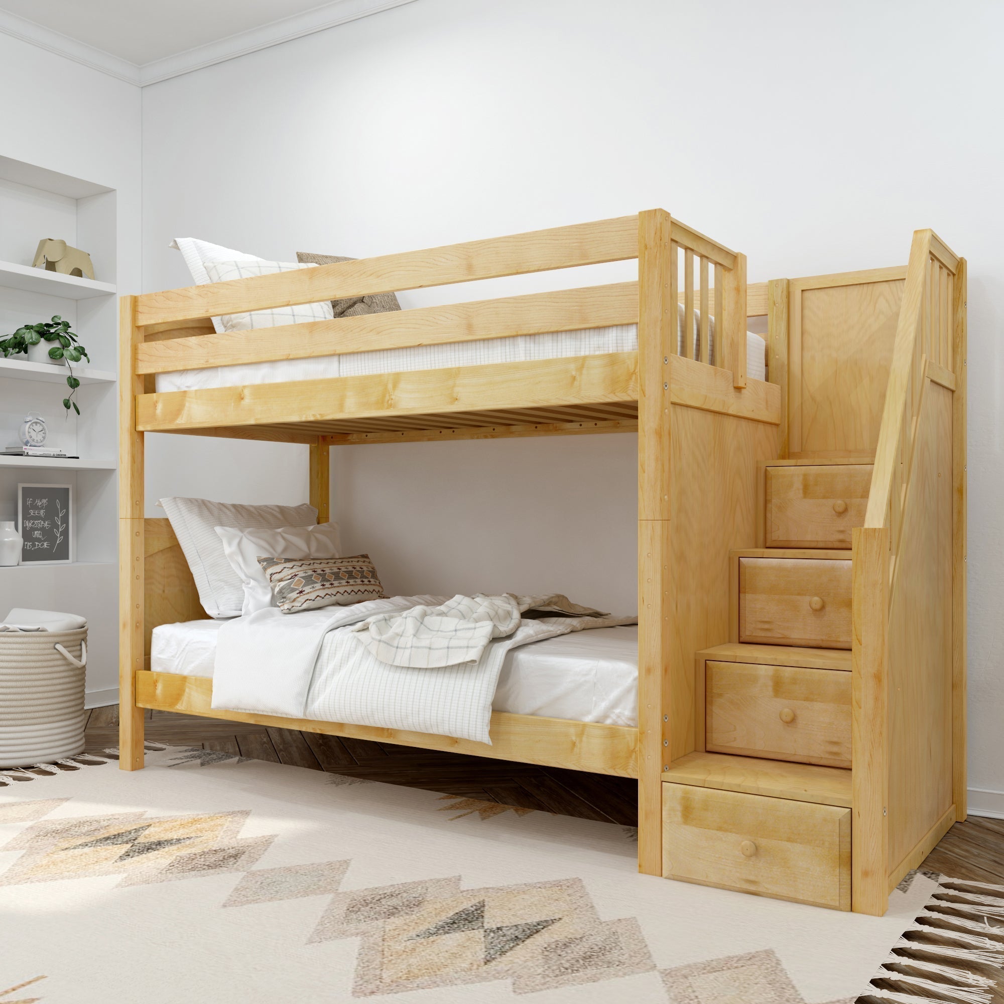 Maxtrix Twin XL Medium Bunk Bed with Stairs – Kids Bedroom Gallery