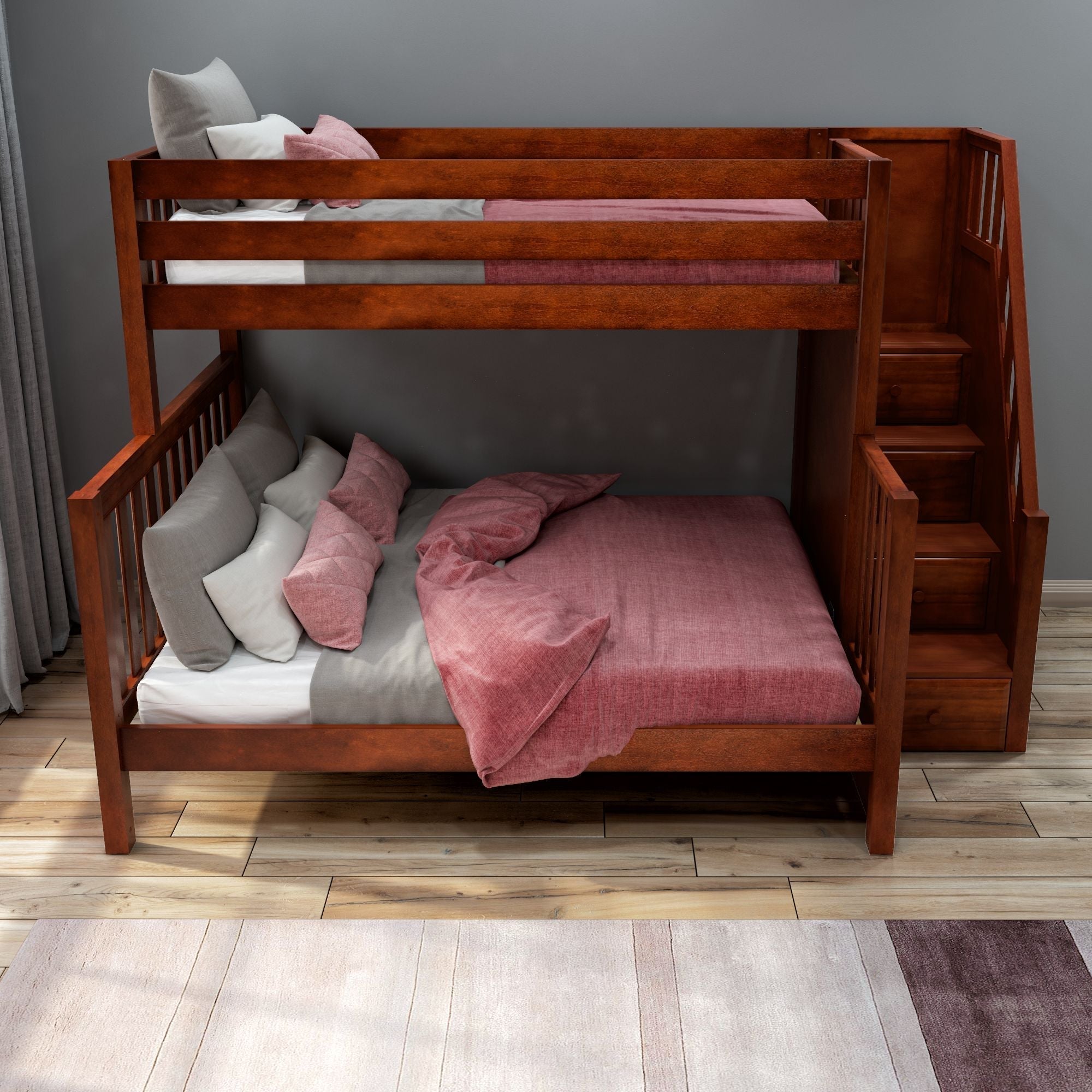 Queen bunk beds with 2024 stairs