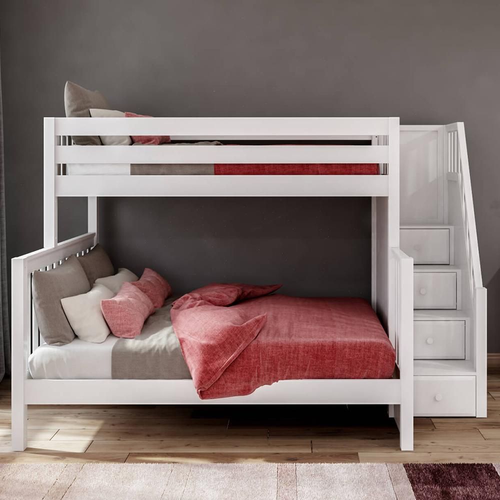 Queen over queen bunk deals bed with stairs